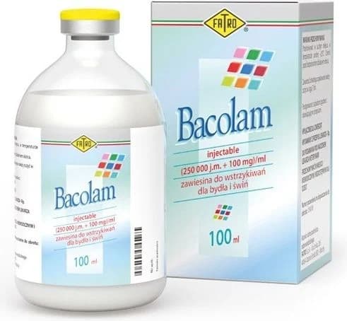 BACOLAM 100ml injectable suspension bottle and box